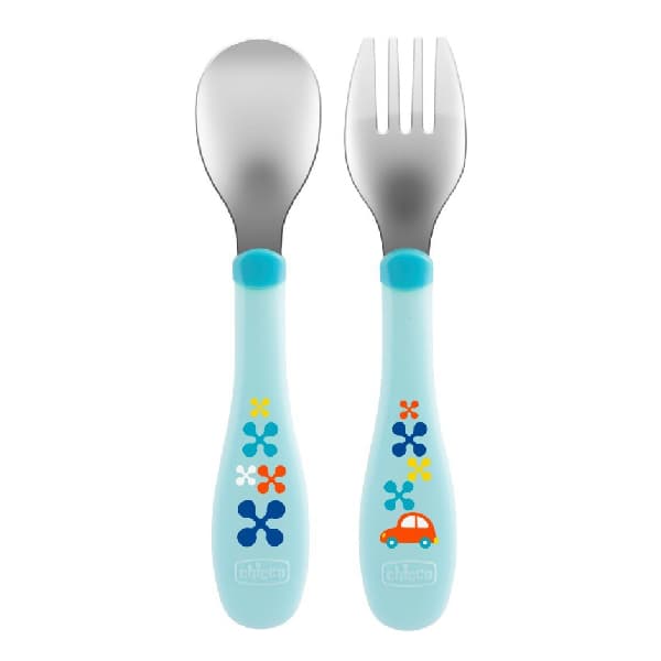 Chicco Σετ Πιρούνι-Κουτάλι Μπλε 18m+