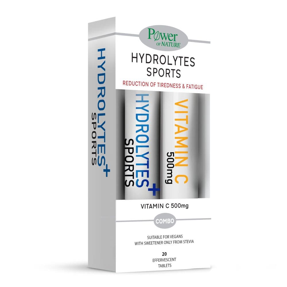 Power Hydrolytes Sports Stevia 20 Αναβράζοντα Δισκία & Βιταμίνη C 500mg 20 Αναβράζοντα Δισκία