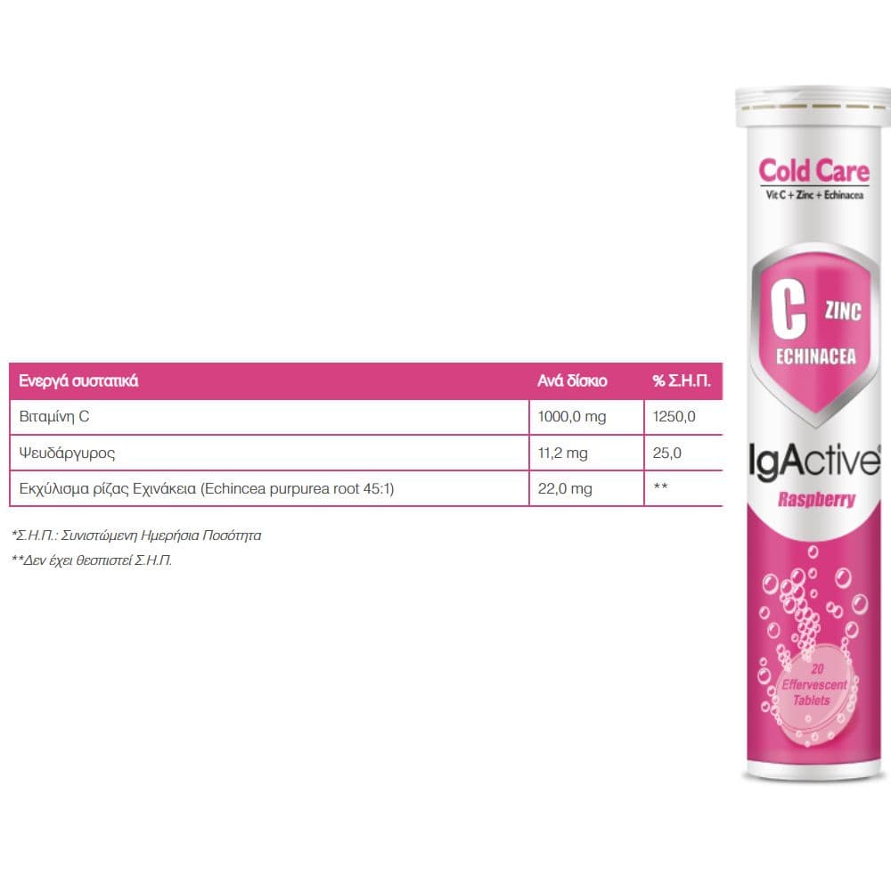 IgActive Cold Care 20 Αναβράζοντα Δισκία