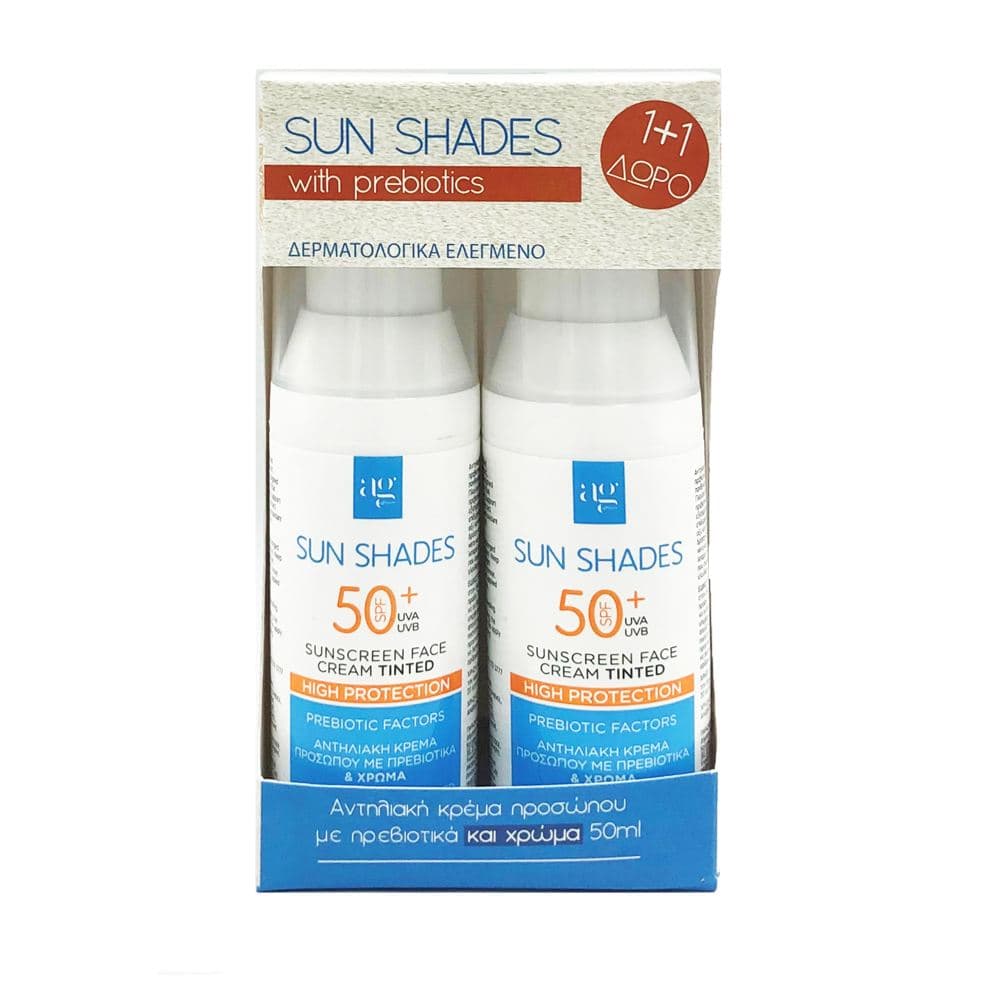 Ag Pharm Αντηλιακή Κρέμα Προσώπου Με Χρώμα SPF50 50ml 2 Τεμάχια