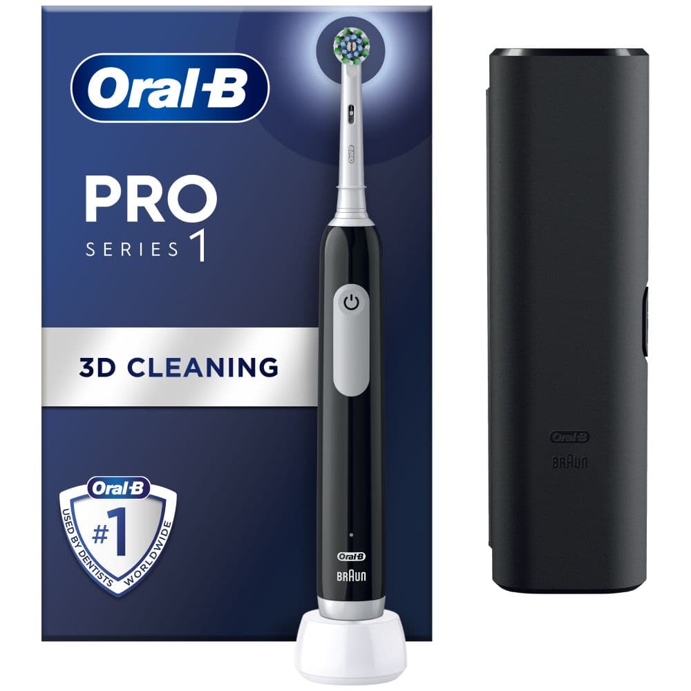 Oral-B Pro Series 1 Ηλεκτρική Οδοντόβουρτσα Mαύρη Με Θήκη Ταξιδίου