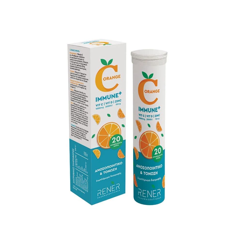 Rener C Orange Immune VitC1000mg -VitD2000iu-Zinc10mg 20 Αναβράζοντα Δισκία