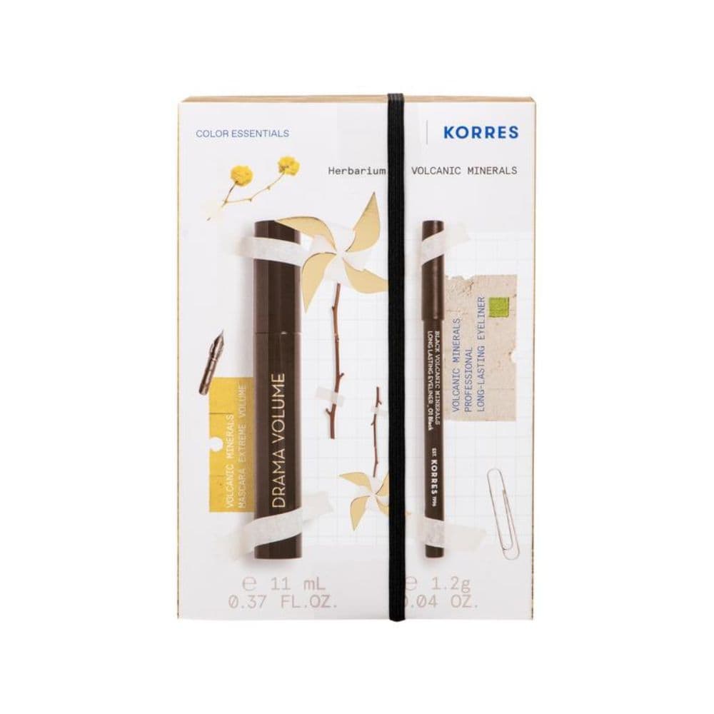 Korres Volcanic Minerals Μάσκαρα Μαύρη 11ml & Μολύβι Ματιών  Μαύρο 1.2g