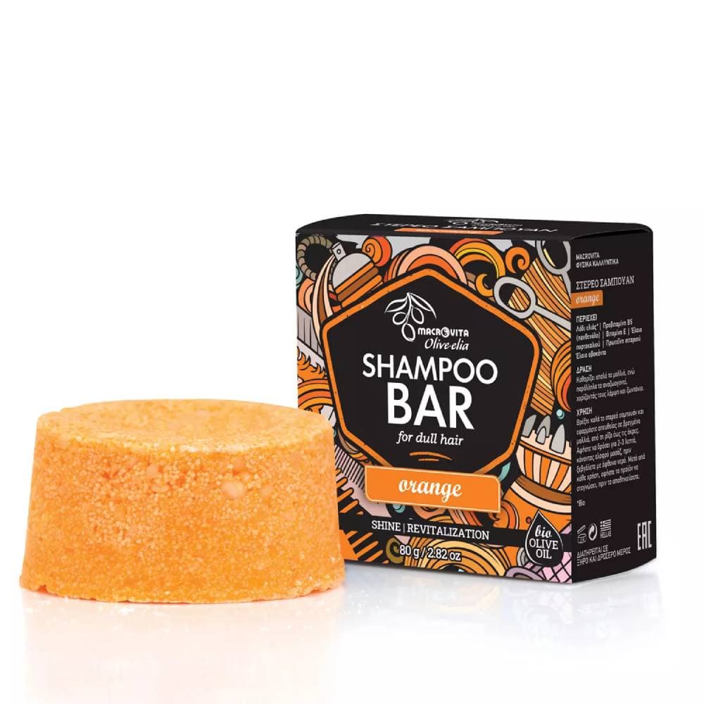 Macrovita Olive Elia Στερεό Σαμπουάν Για Θαμπά Μαλλιά Orange 80g