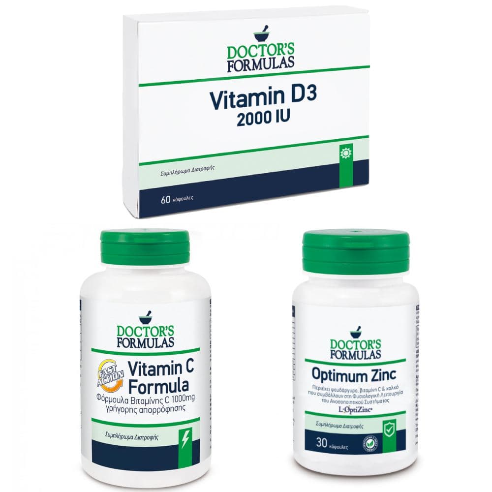 Doctor's Formulas Vitamin C 1000mg 30 Δισκία & Optimum Zinc 15mg 30 Δισκία & Vitamin D3 2000IU 60 Μαλακές Κάψουλες