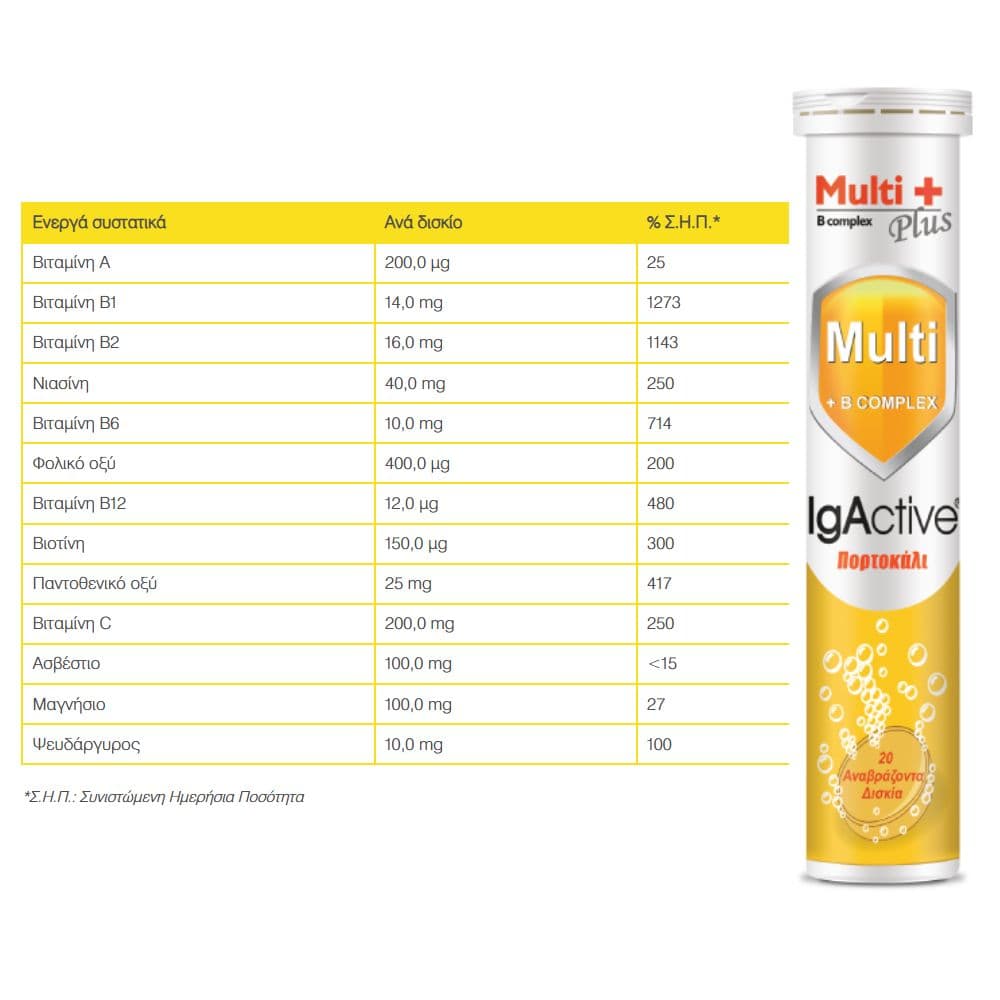 IgActive Multi & B Complex 20 Αναβράζοντα Δισκία