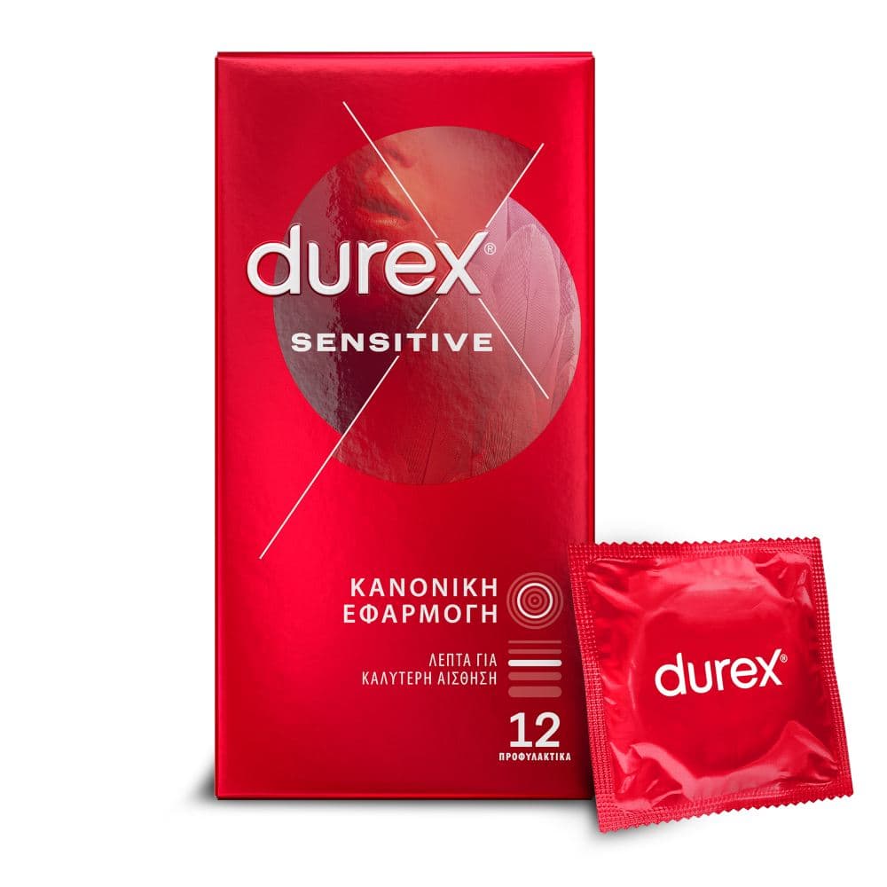 Durex Λεπτά Sensitive Κανονική Eφαρμοργή 12 Προφυλακτικά