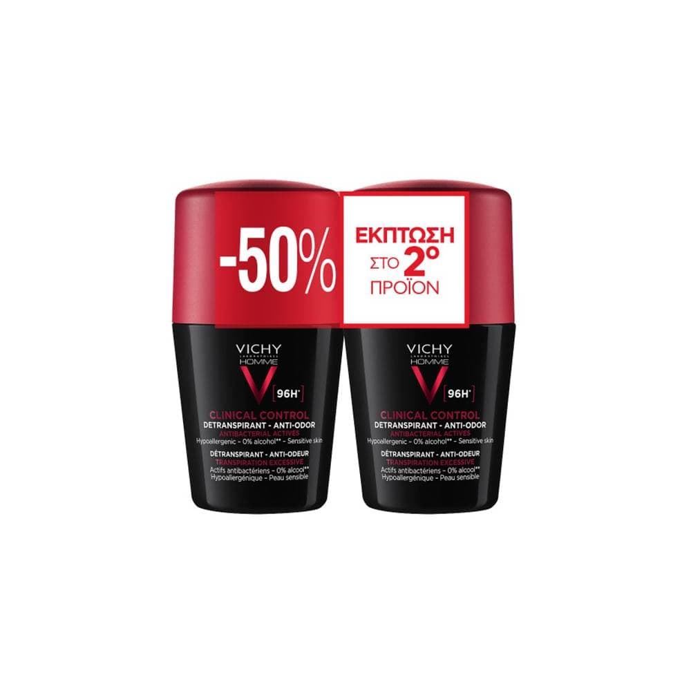 Vichy Clinical Control Roll On Αποσμητικό Για Άνδρες 96h 50ml 2 Τεμάχια