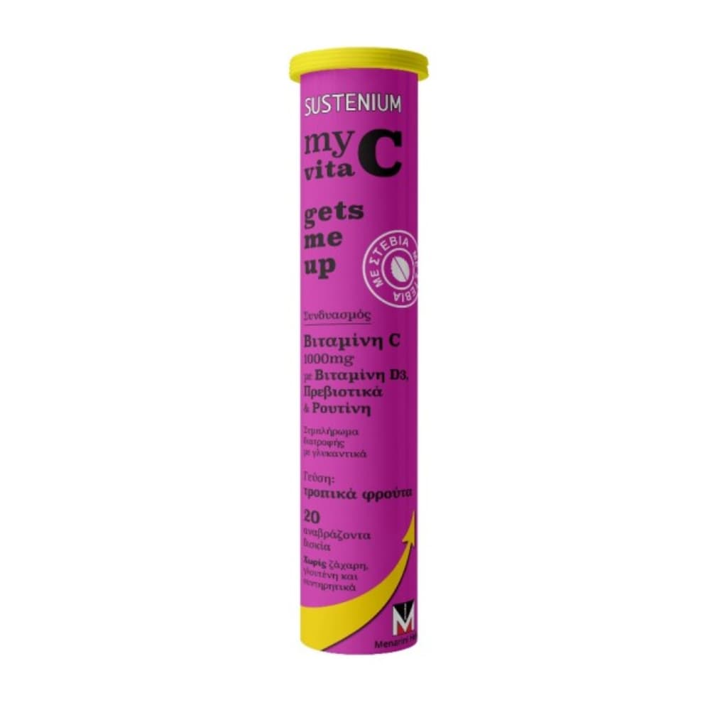 Menarini Sustenium My Vita C 1000mg & D3 & Ρουτίνη & Πρεβιοτικά 20 Αναβράζοντα Δισκία